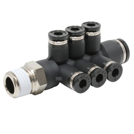 Đầu nối khí nén - khớp nối 5 cổng dạng thẳng Pisco 3 nhánh Pisco 6 PKVD8-4-02 Đầu nối khí nén - khớp nối 5 cổng dạng thẳng Pisco 3 nhánh Pisco 6 PKVD8-4-02